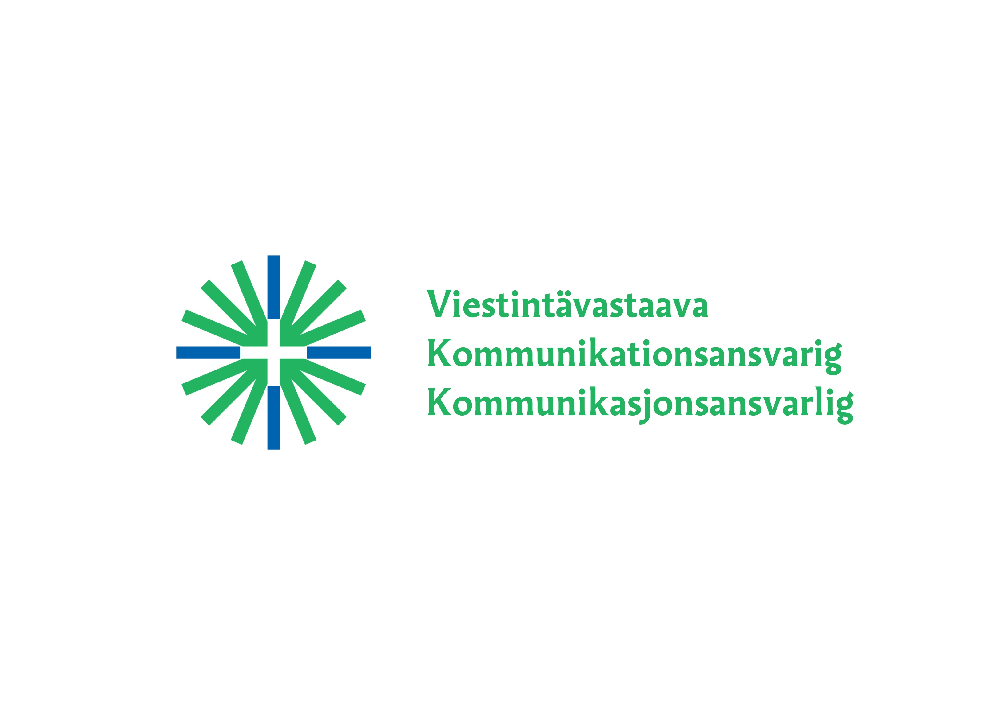 Församlingens logotyp och på högre sidan står texten: viestintävastaava, kommunikationsansvarig, kommunikas...